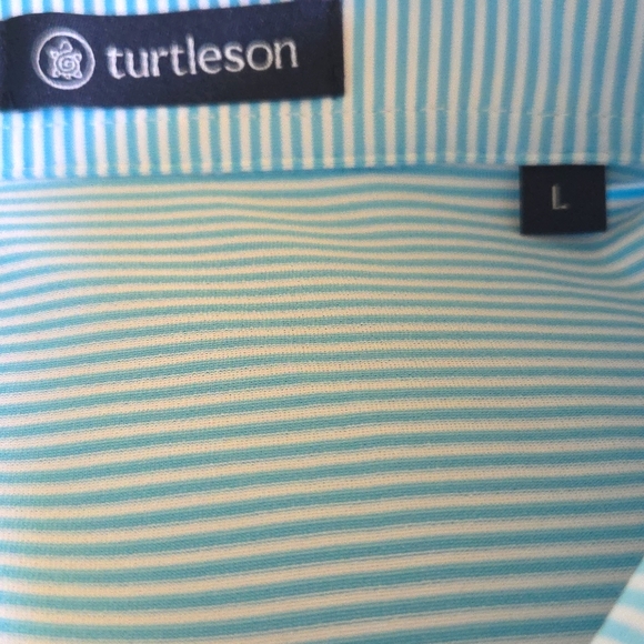 Beautiful Men's Turquoise And White Striped Golf Shirt In New Perfect Condition! - Picture 7 of 14